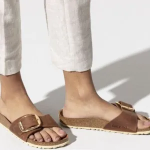 Birkenstock Tan Sandals with Gold Buckle