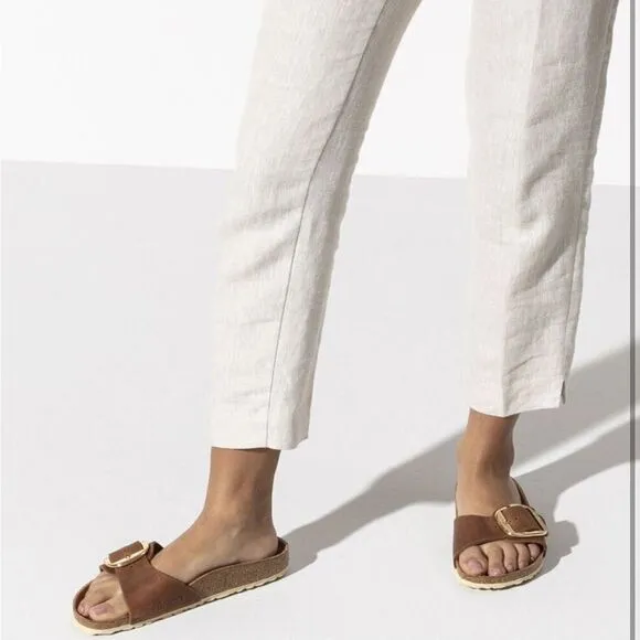 Birkenstock Tan Sandals with Gold Buckle