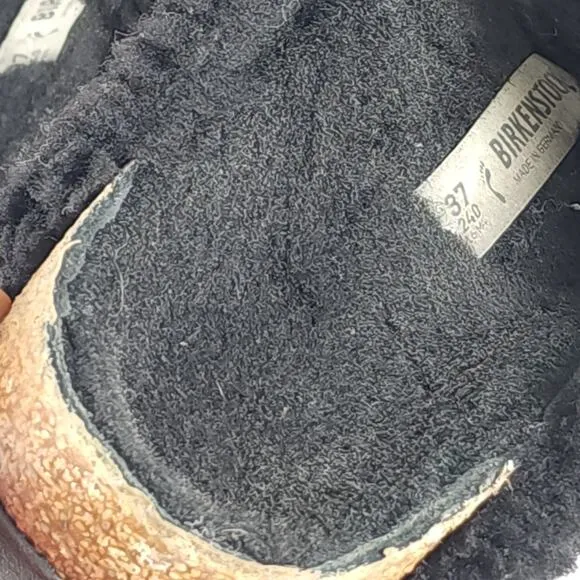 BIRKENSTOCK Women Arizona Big Buckle 37 US6 Black Teddy Shearling Slide Sandals