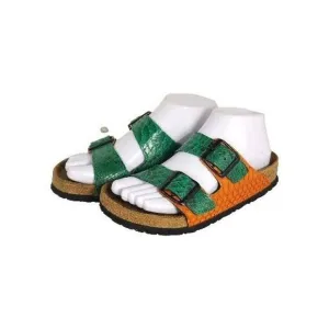BIRKENSTOCK Women's Arizona 36 US5 Green Snake Embodssed Leather Slide Sandals