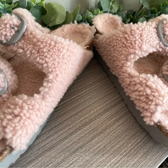 Birkenstock Women's Arizona Big Buckle Teddy Shearling Slide Sandals Size 41