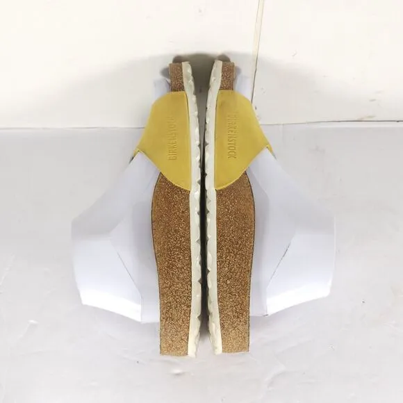 Birkenstock Women's Madrid Big Buckle EU 38 US 7 Yellow Nubuck Slide Sandals
