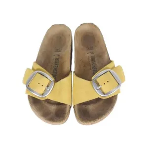 Birkenstock Women's Madrid Big Buckle EU 38 US 7 Yellow Nubuck Slide Sandals