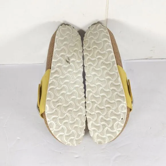 Birkenstock Women's Madrid Big Buckle EU 38 US 7 Yellow Nubuck Slide Sandals