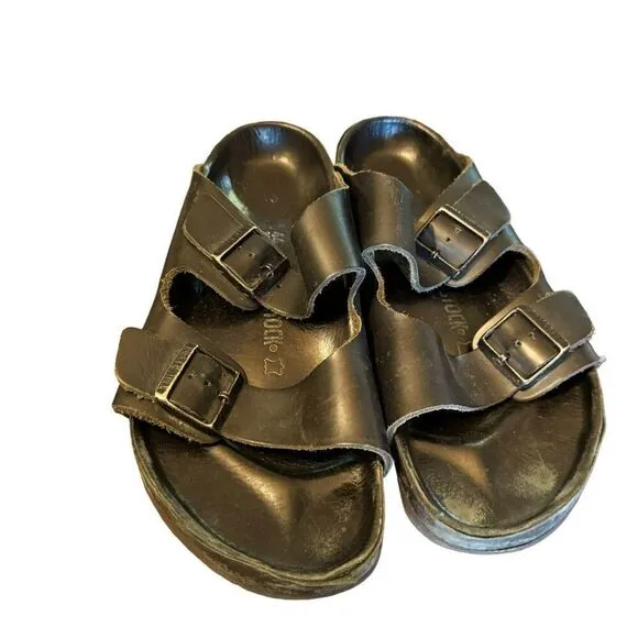 Birkenstock Arizona Black leather Slide Sandals men’s size 11 (44) double strap