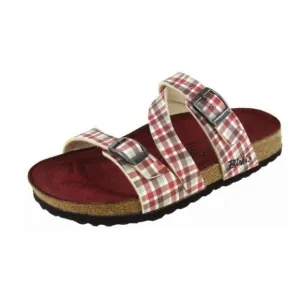 𝅺Birki’s Birkenstock Red Plaid Print Slide Sandals Women’s Size EU 37 US 6
