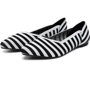 Black and White Zebra Stripe Flats with Rounded Toe