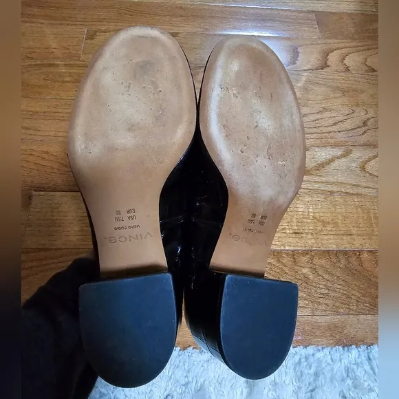 Black Croc-Embossed Block Heel Loafers