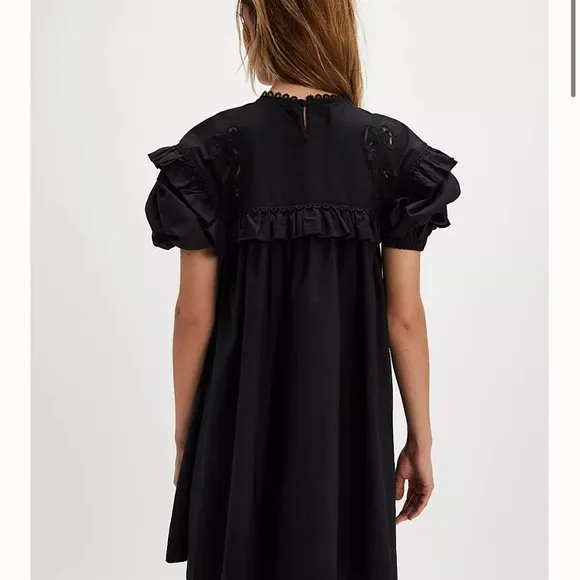 Black flowy ruffle sleeve bow for love lemons free people Blair mini style dress
