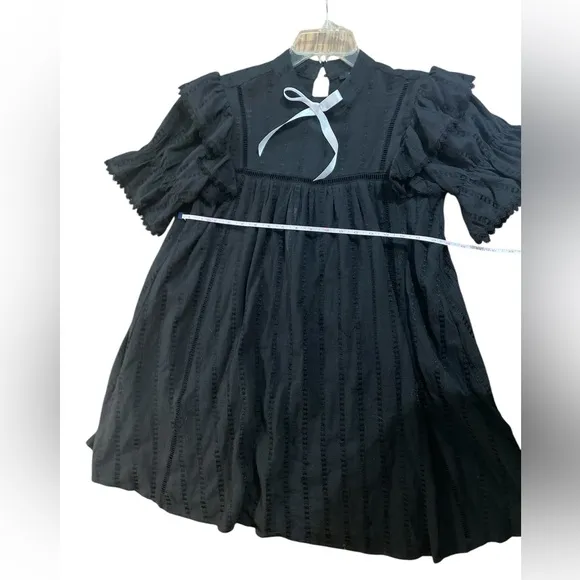 Black flowy ruffle sleeve bow for love lemons free people Blair mini style dress