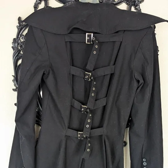 Black Gothic Trench Coat with Lace-Up Boots