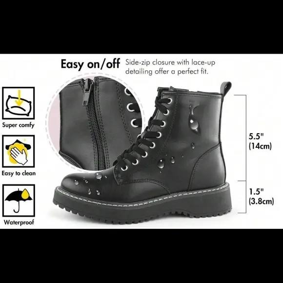 Black Lace-Up Combat Boot