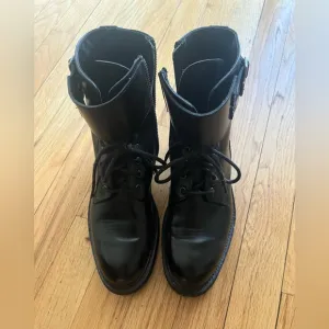 Black Lace-Up Leather Boots