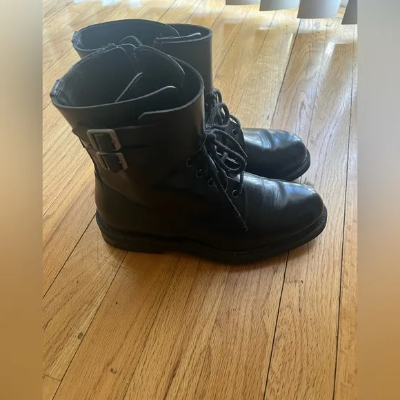 Black Lace-Up Leather Boots