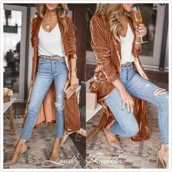 Black Long Sleeve Open Front Coat