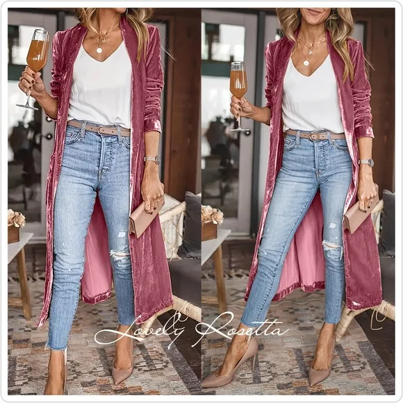 Black Long Sleeve Open Front Coat
