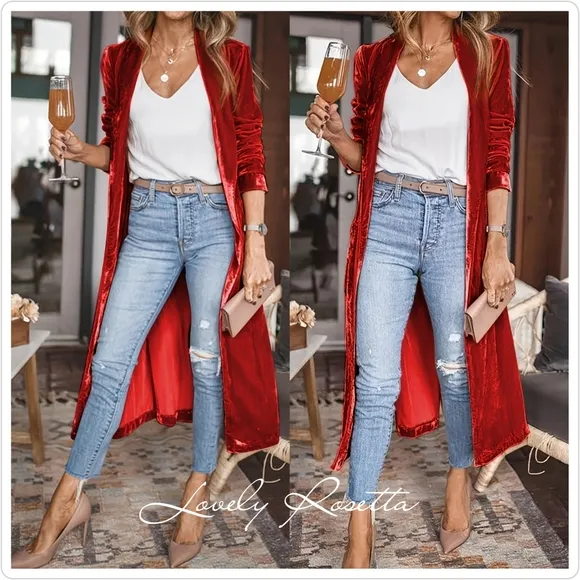 Black Long Sleeve Open Front Coat