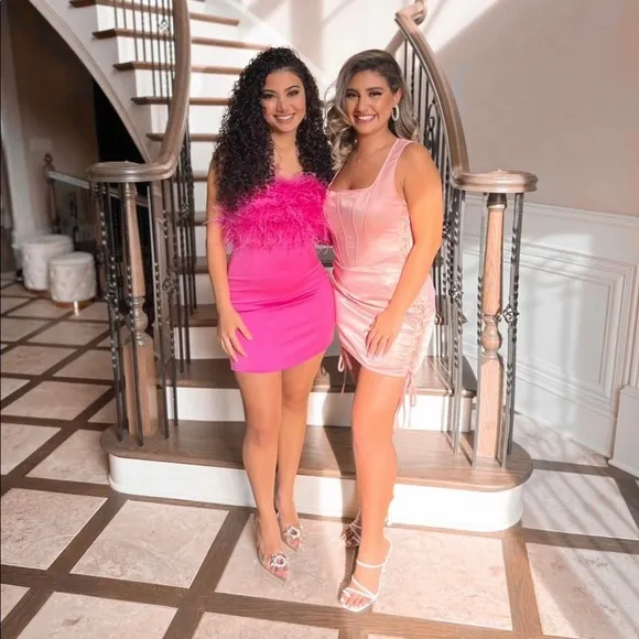Black Marisa Feather mini dress