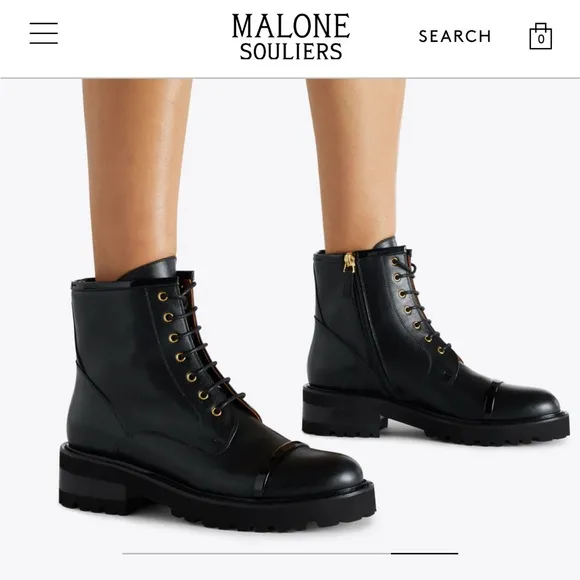 Black Multicolor Lace-Up Boots ”Malone Souliers”, Size 38, 8; Excellent cond.