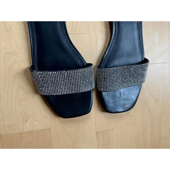 BLACK Suede Studio Women's slides &quot;Alexandra&quot; sandals  flats stones