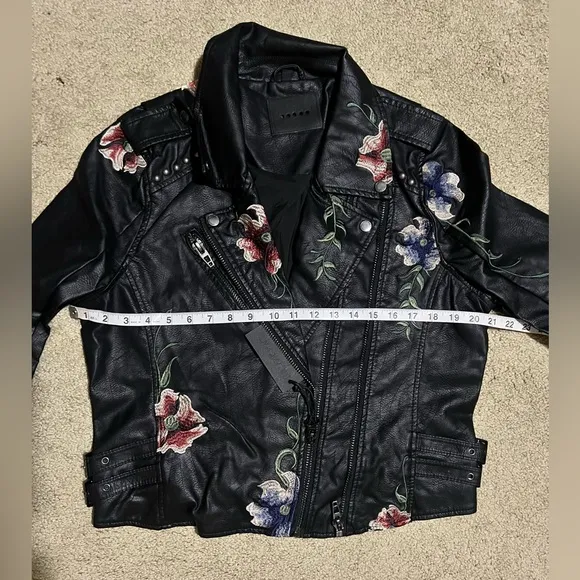 BLANK NYC Moto Vegan Leather Embroidered Floral BRAND NEW in Polybag