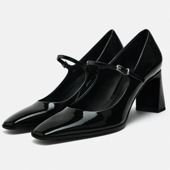 BLOGGER'S FAVE! Zara Ballet Mary Janes Pump Black NWT