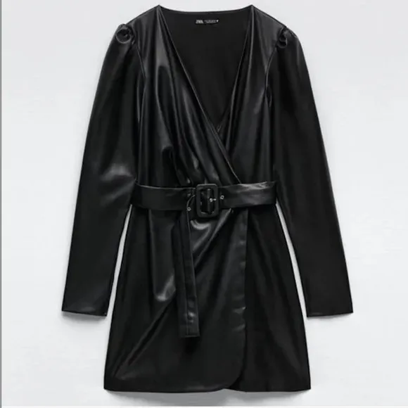 BLOGGER'S FAVE! Zara Belted Faux Leather Short Dress NWT