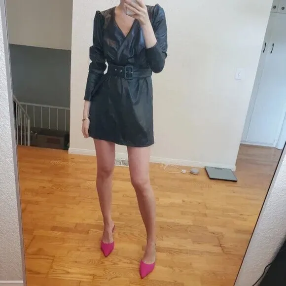 BLOGGER'S FAVE! Zara Belted Faux Leather Short Dress NWT