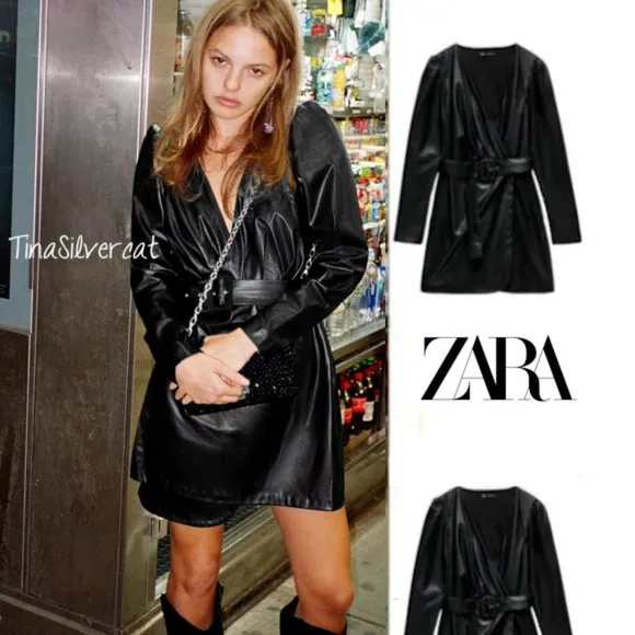 BLOGGER'S FAVE! Zara Belted Faux Leather Short Dress NWT