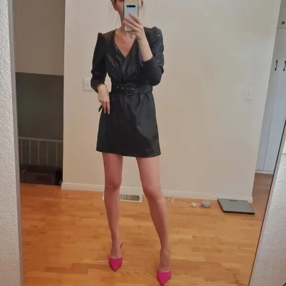BLOGGER'S FAVE! Zara Belted Faux Leather Short Dress NWT