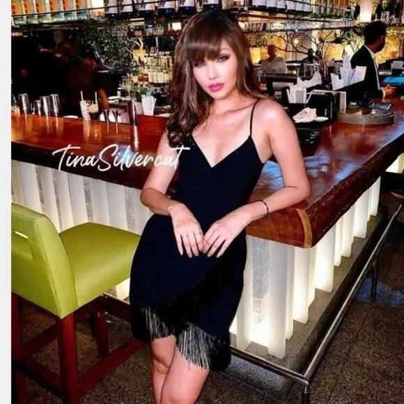 BLOGGER'S FAVE! Zara Black Fringe Mini Slip Dress NWT