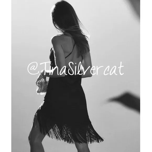 BLOGGER'S FAVE! Zara Black Fringe Mini Slip Dress NWT