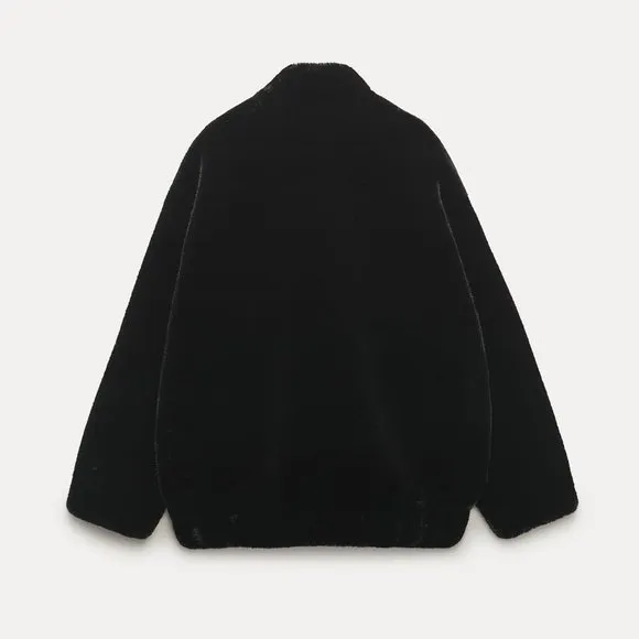 BLOGGER'S FAVE! Zara Faux Fur Coat Black NWT