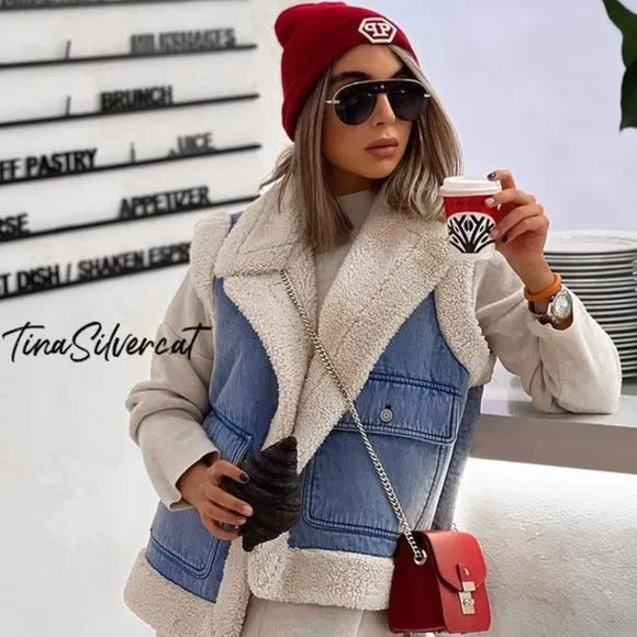 BLOGGER'S FAVE! Zara Indigo Double Faced Vest Jacket NWT