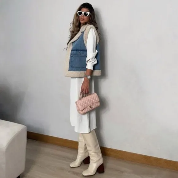 BLOGGER'S FAVE! Zara Indigo Double Faced Vest Jacket NWT