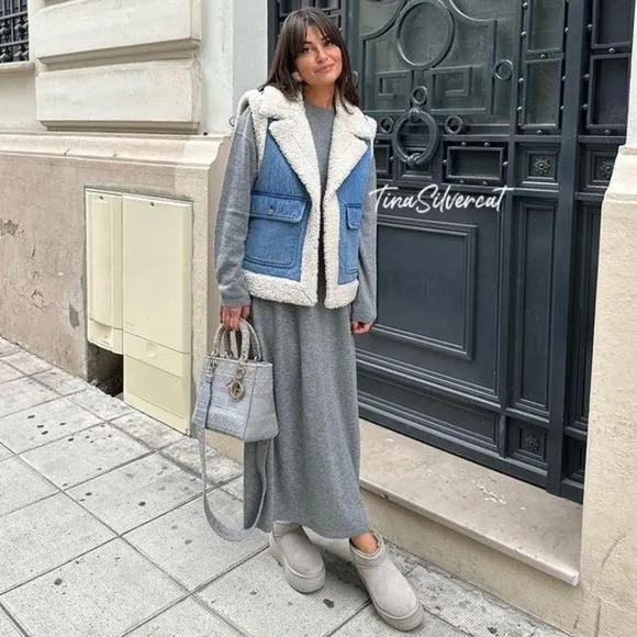 BLOGGER'S FAVE! Zara Indigo Double Faced Vest Jacket NWT