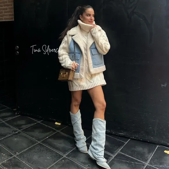 BLOGGER'S FAVE! Zara Indigo Double Faced Vest Jacket NWT