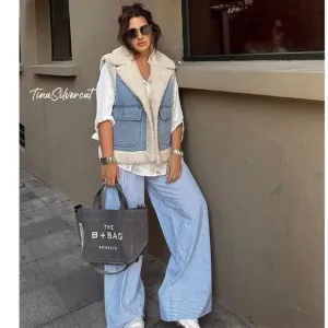 BLOGGER'S FAVE! Zara Indigo Double Faced Vest Jacket NWT