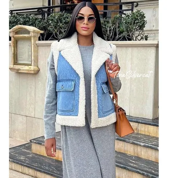 BLOGGER'S FAVE! Zara Indigo Double Faced Vest Jacket NWT
