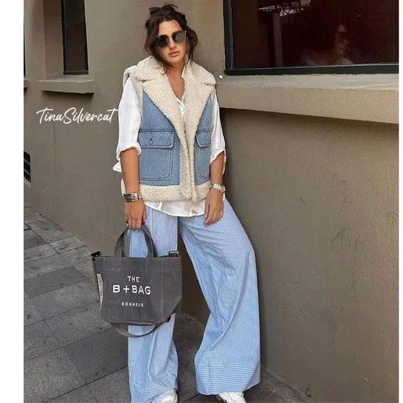 BLOGGER'S FAVE! Zara Indigo Double Faced Vest Jacket NWT