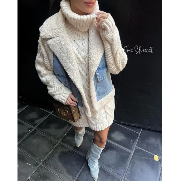 BLOGGER'S FAVE! Zara Indigo Double Faced Vest Jacket NWT