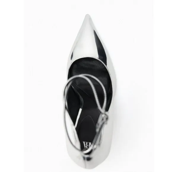 BLOGGER'S FAVE! Zara Metallic High Heels Silver NWT