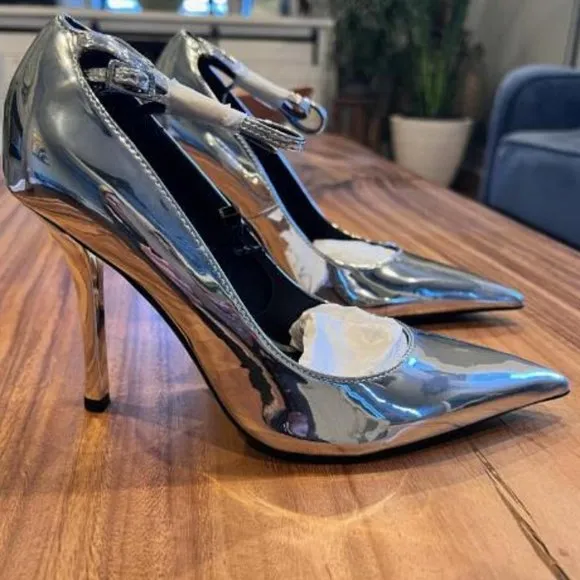 BLOGGER'S FAVE! Zara Metallic High Heels Silver NWT