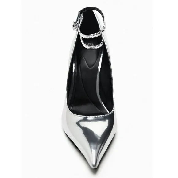 BLOGGER'S FAVE! Zara Metallic High Heels Silver NWT