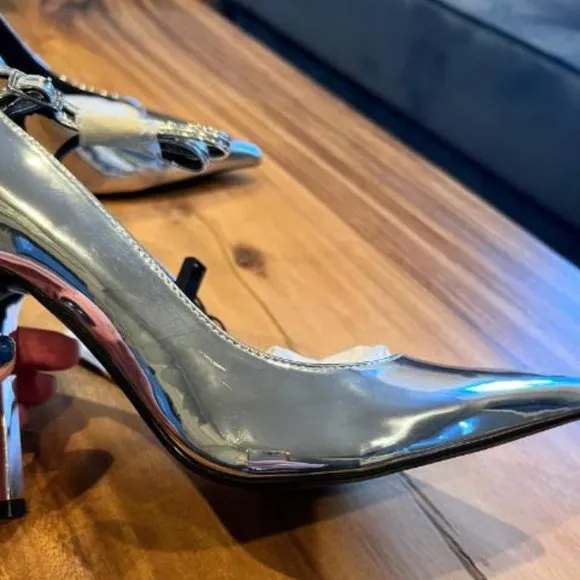 BLOGGER'S FAVE! Zara Metallic High Heels Silver NWT