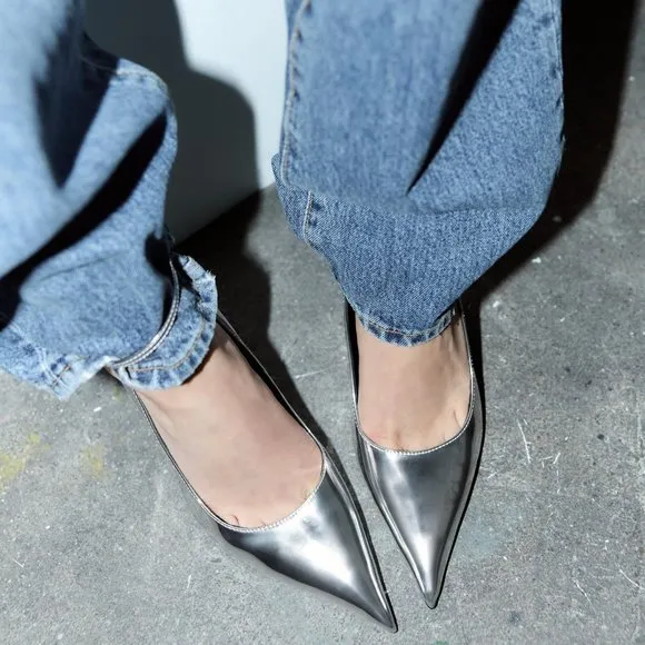 BLOGGER'S FAVE! Zara Metallic High Heels Silver NWT