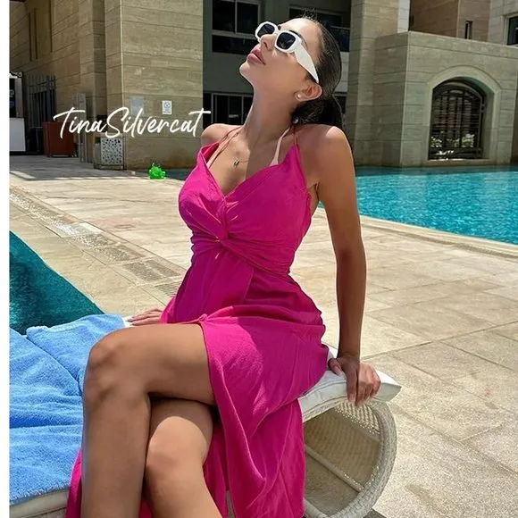 BLOGGER'S FAVE! Zara Pink Midi Dress NWT