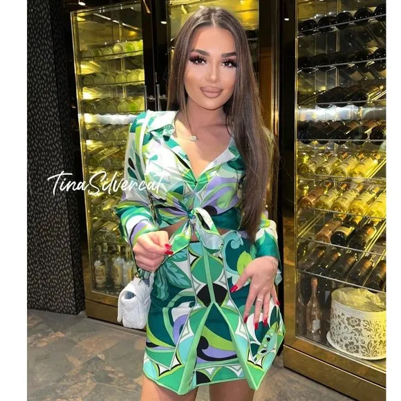 BLOGGER'S FAVE! Zara Printed Mini Skirt Green NWT