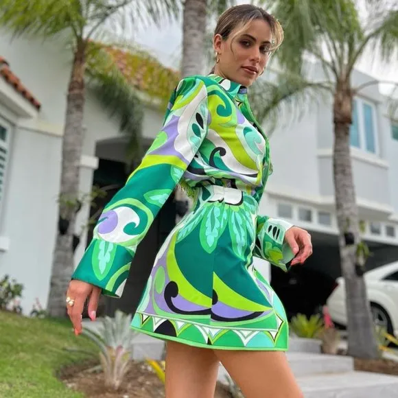 BLOGGER'S FAVE! Zara Printed Mini Skirt Green NWT