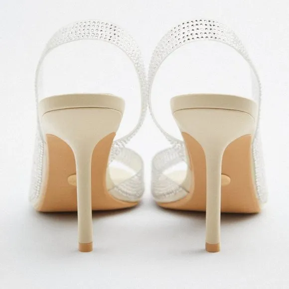 BLOGGER'S FAVE! Zara Rhinestone Heeled Sandals NWT